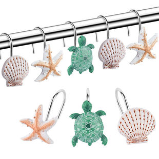 Fashion cute cartoon animal marine animal resin decorative shower curtain curtain hook turtle starfish shell