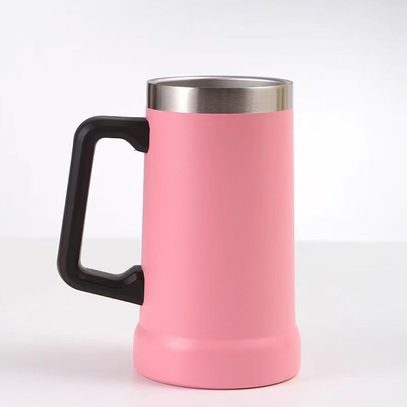 Insulated Stainless Steel Beer Mug With Handle, Large Capacity_voghion.com