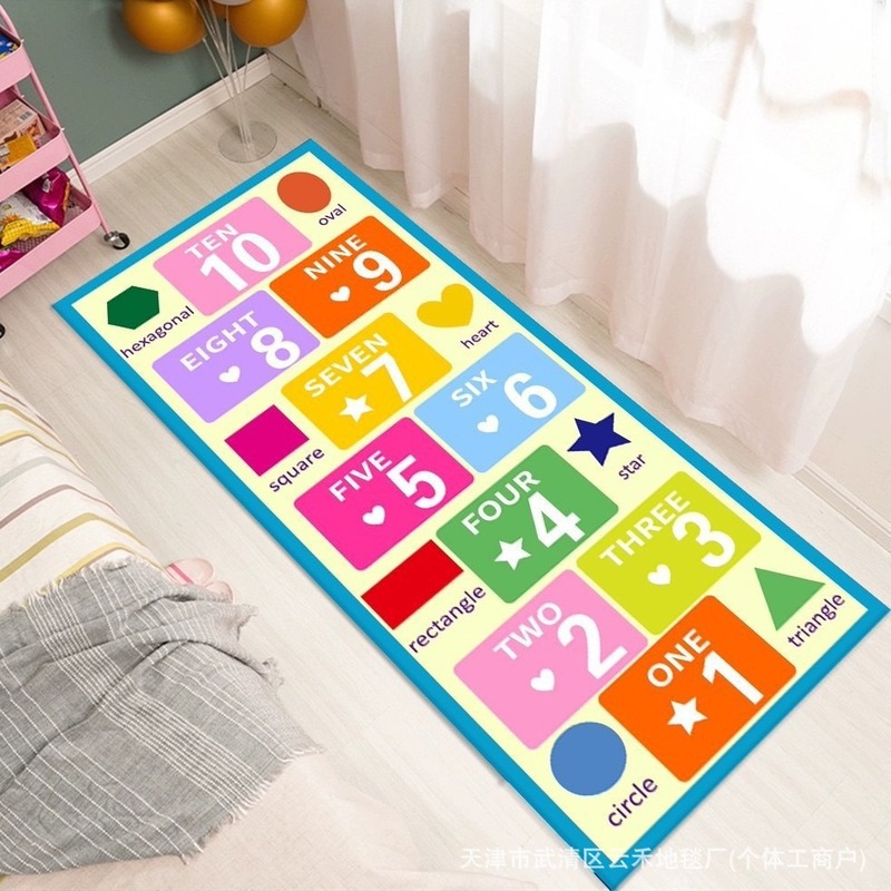 漫画子供部屋クリスタルベルベットフットマット石遊びゲームカーペット寝室ベッドサイドブランケット教育フロアマット洗えるマット|undefined