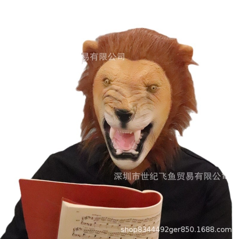 Máscara De León realista cubierta de la cabeza del Rey León cubierta de la cabeza del rendimiento animal máscara de fiesta de terror de Halloween