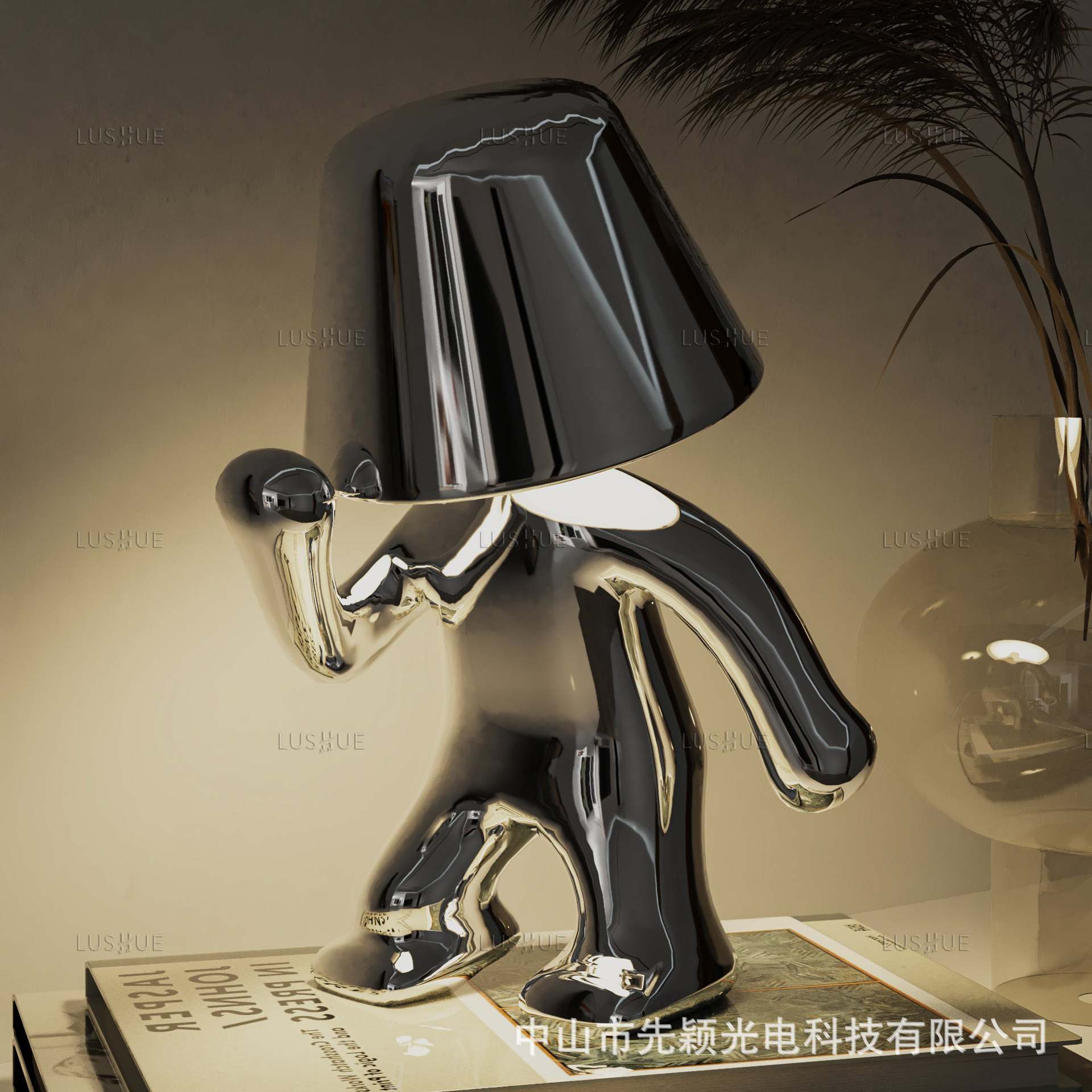 Fábrica transfronteriza Hermanos de oro lámpara de mesa decoración noche luz lámpara pensador