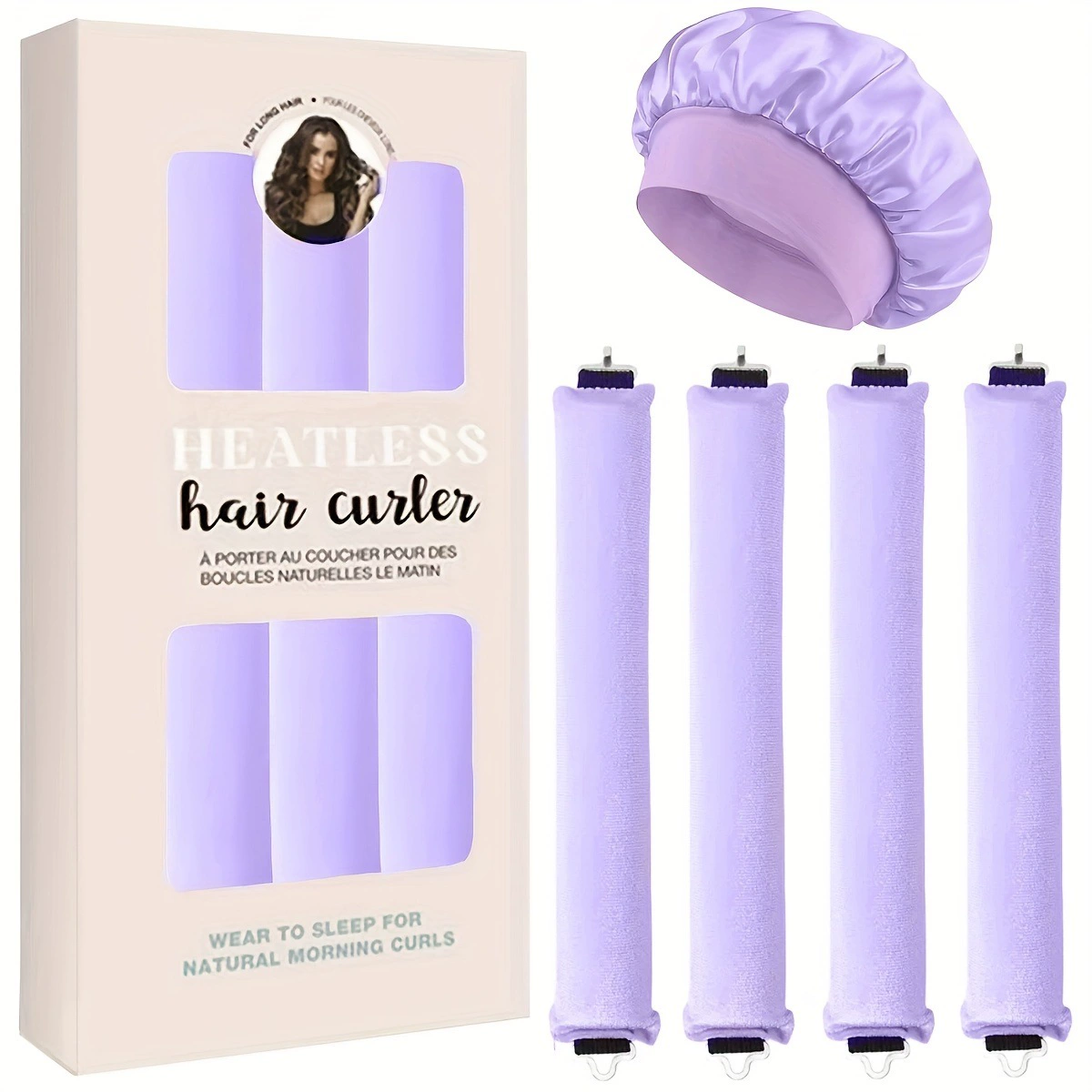 3-hook velvet hair curlers, big-wave sleep rollers set, multi-piece plush curling rods