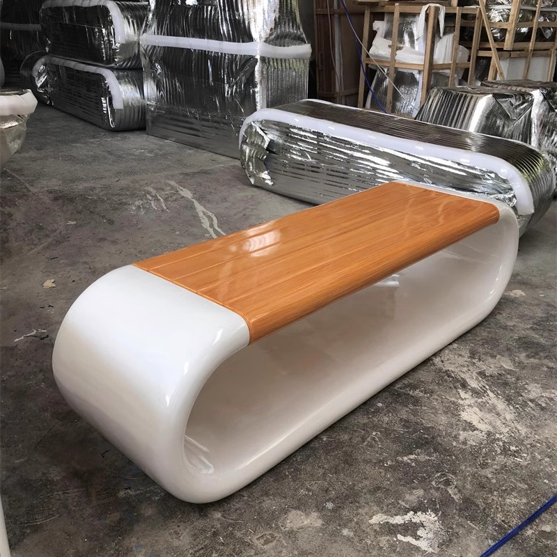 Creatividad al aire libre imitación de madera sólida fibra de vidrio taburete de ocio centro comercial hotel oficina oficina oficina sala de ventas asiento combinación de maceta