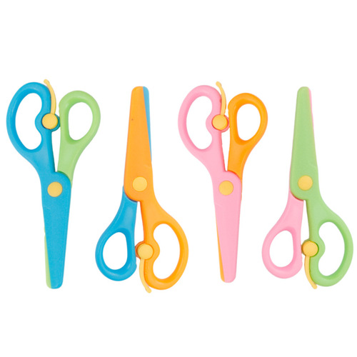 Plastic handmade student children's scissors kindergarten cartoon paper-cut scissors children's handmade scissors foreign trade small scissors