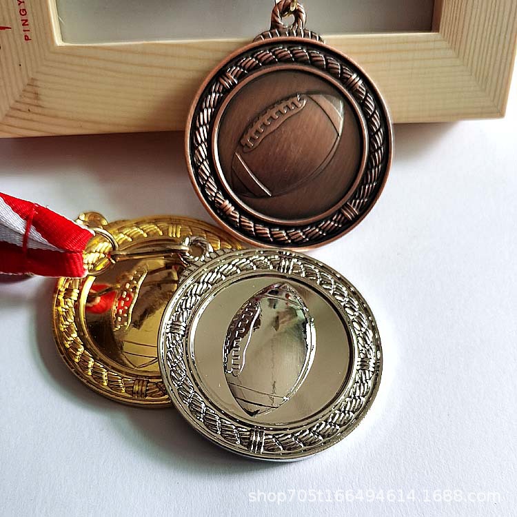 Small three-dimensional rugby competition individual group school sports meeting Gold Silver Bronze Medal Medal Factory Customization