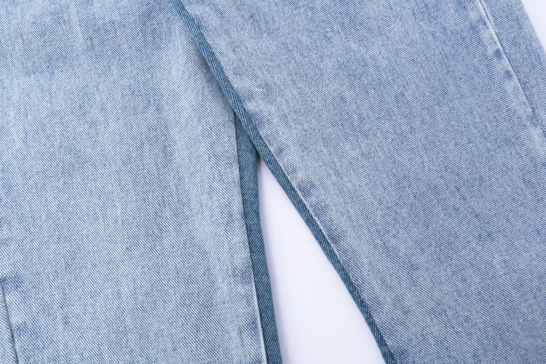 American Style Simple Vintage Color Block Denim Pants Loose Street Washed Frayed Flared Jeans_mkmklike.com