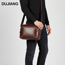 外贸新款真皮斜挎包头层牛皮手工皮包单肩包高级感复古潮流男包