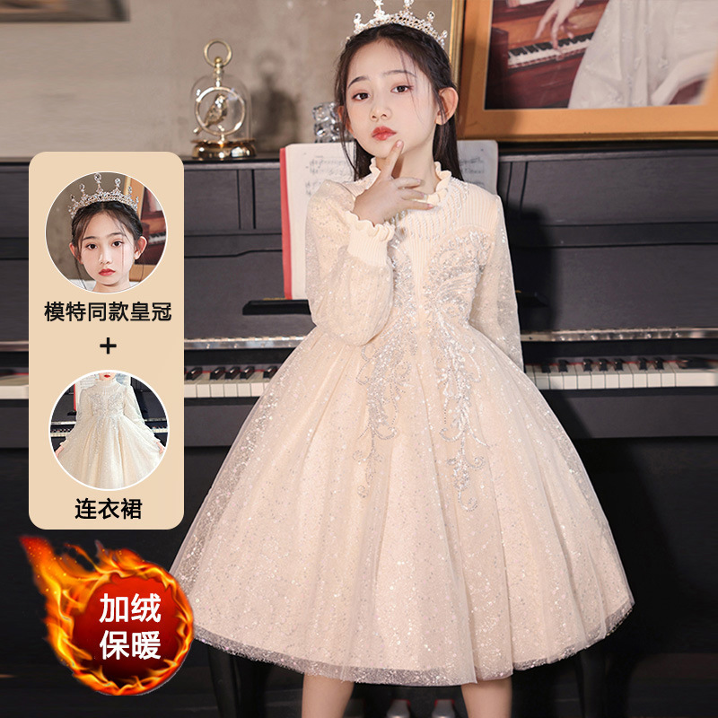 Niña invierno nuevo vestido de lana vestido de princesa vestido de niña vestido de boda de cumpleaños