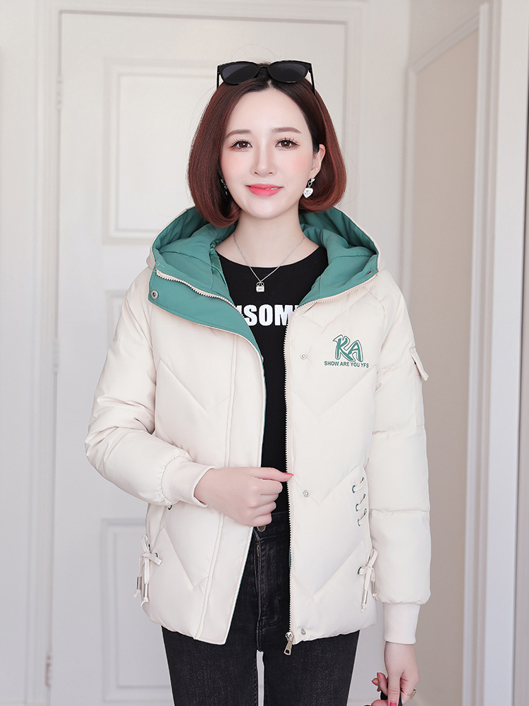 2023 nuevos productos de invierno de estudiantes coreanos con capuzas corto algodón de moda de tamaño grande chaqueta deportiva de pluma image 6