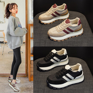 5cm Korean style spring new white shoes retro sports argan shoes Internet celebrity casual women's shoes thick bottom all-match inner increase