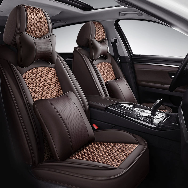 Оптовая продажа: новые кожаные чехлы из ледяного шелка для автомобильных сидений, всесезонные, универсальные, полностью закрывающие сиденье, комфортные и дышащие.