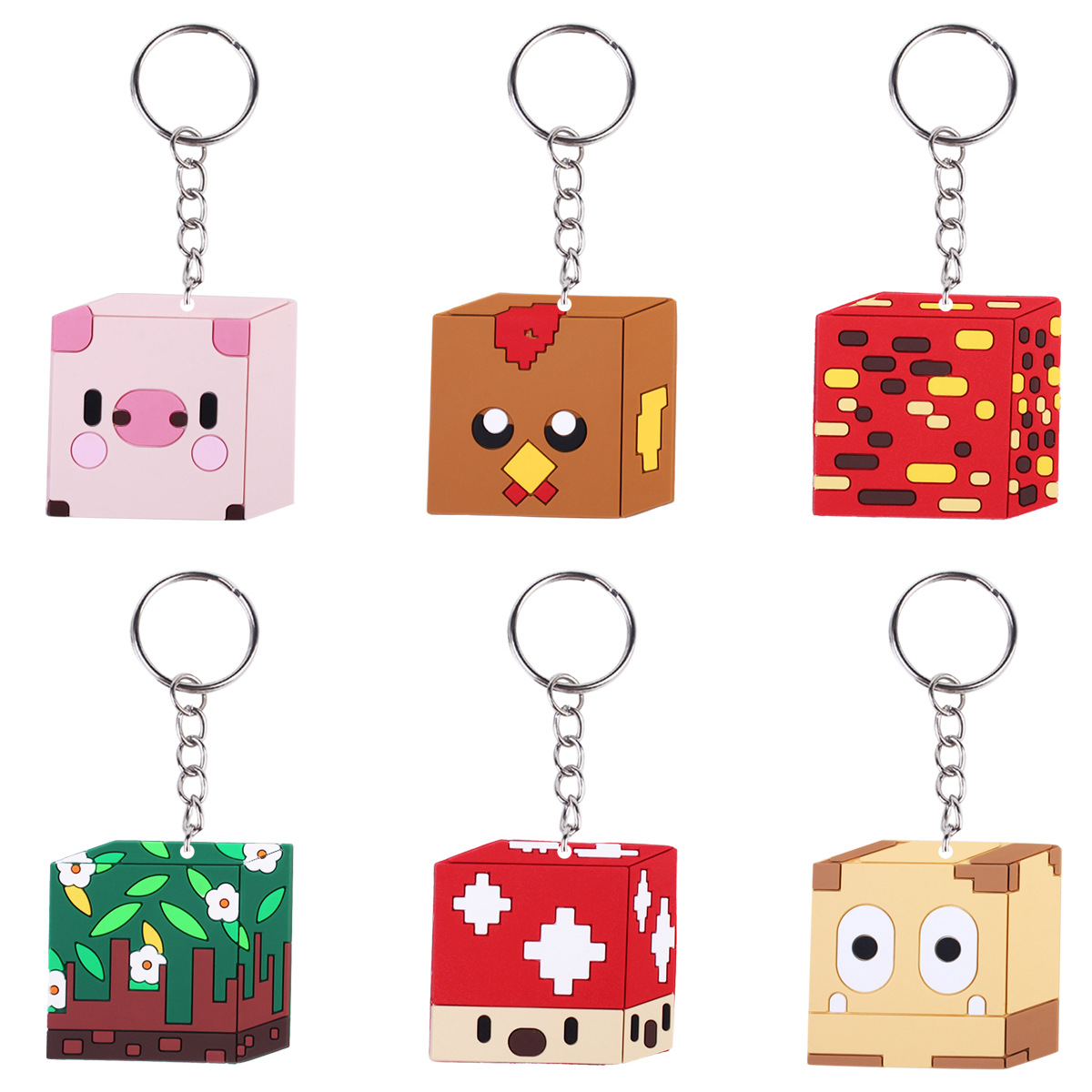 Cross-Border Amazon Minecraft Series Keychain Creative Cute Car Bag Decoration Keychain Pendant Gift