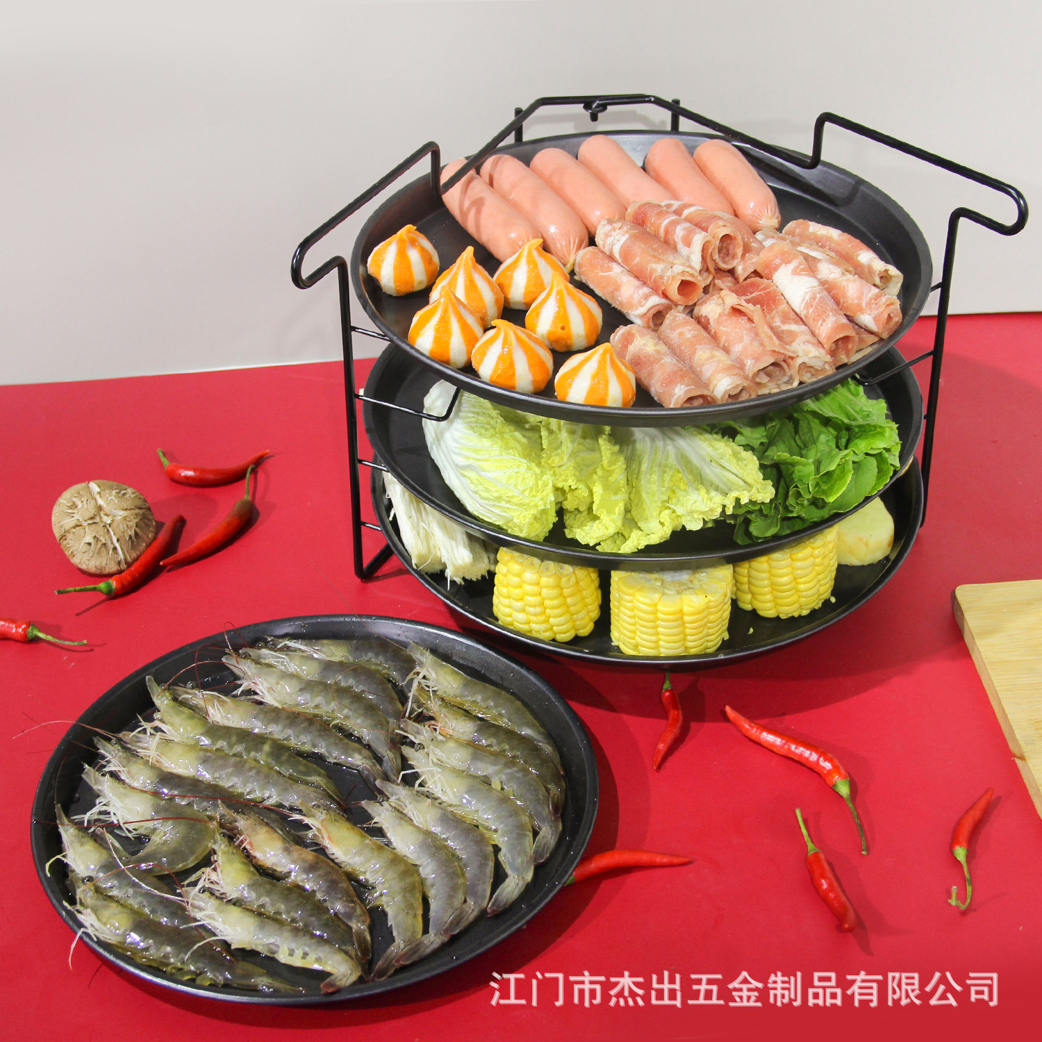 Estante de cocina plegable multifuncional transfronterizo de punto del fabricante Estante para platos de pizza Ingredientes Platos fríos Estante de guarnición de olla caliente