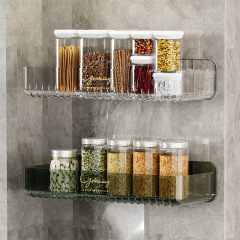 Light Luxury Kitchen Spice Rack PET Condiment Storage Wall Mounted Kitchen Spice Rack Multi-Level Drainage Storage Shelf