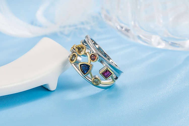 Fashion Water Droplets Copper Plating Rhinestones Rings 1 Piece