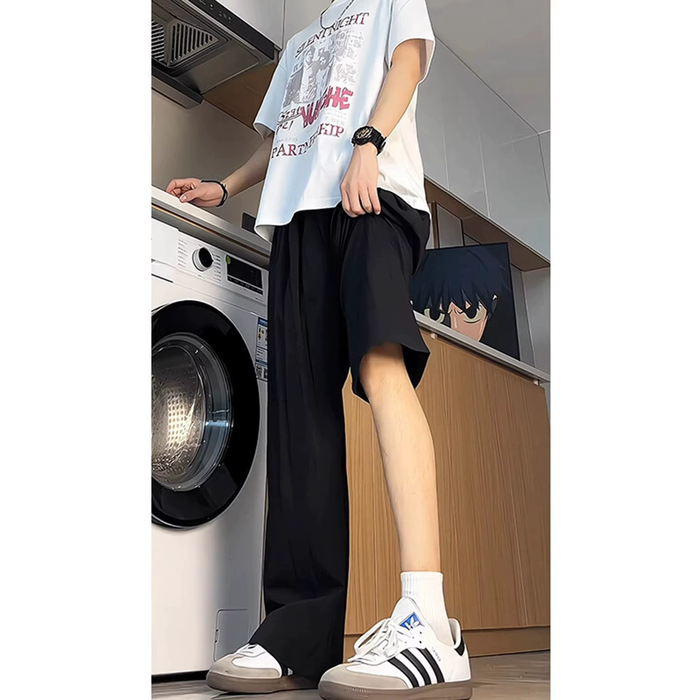 Брюки Dopamine, тонкие шелковые брюки Yamamoto, свободные брюки больших размеров, повседневные брюки с защитой от солнца, мужские летние прямые широкие брюки