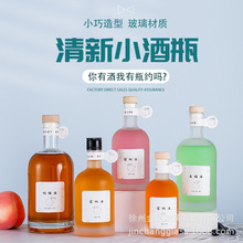 透明蒙砂果酒瓶伏特加瓶青梅酒瓶创意木塞玻璃瓶500ml分装瓶批发