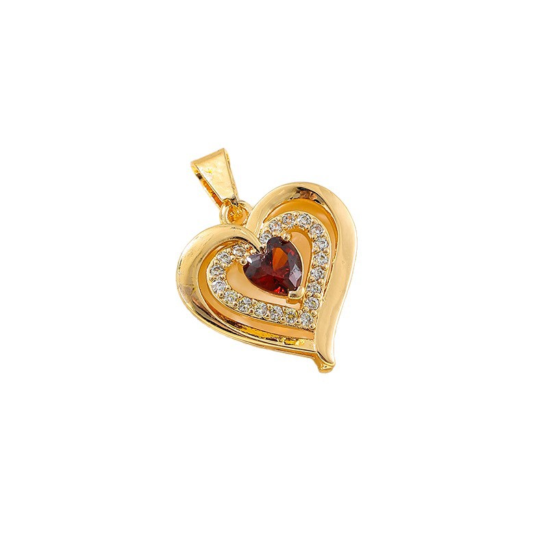 Ozon transfronterizo explosión de moda ligera y lujosa doble amor hermoso collar en forma de corazón Zircon colgante en forma de corazón universal nicho