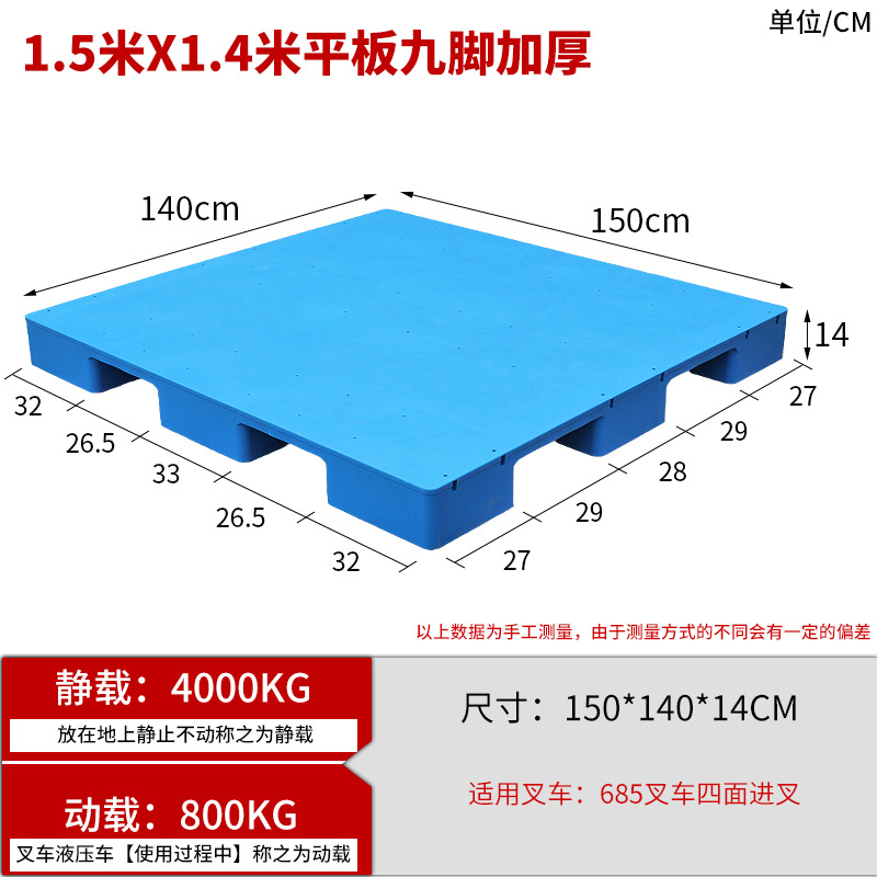 하늘색 1.5*1.4* 0.14m 다리가 9개인 평판 두꺼워짐