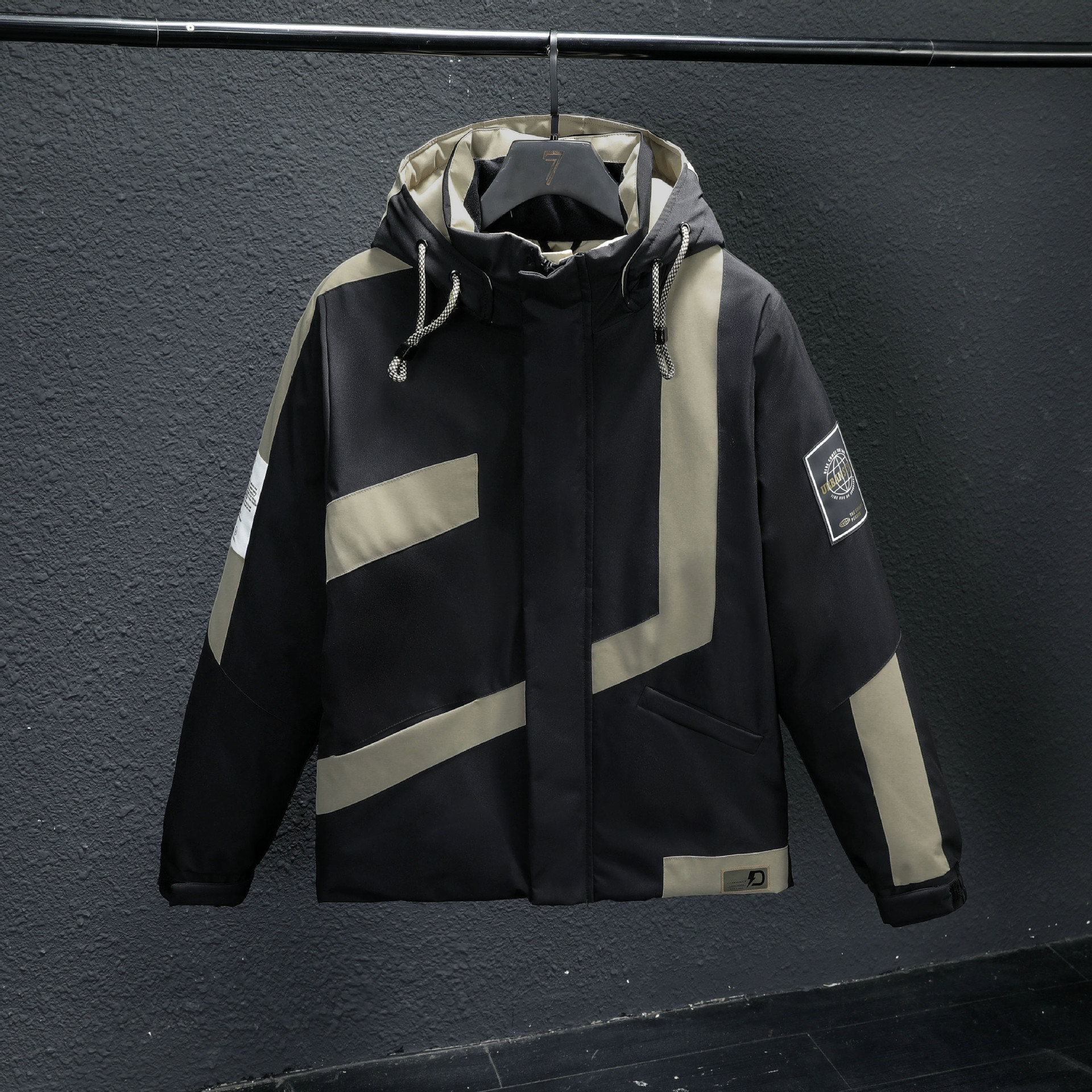 Herrenbekleidung Winterjacke aus Seide und Baumwolle für Herren, große Größe, Baumwolle, Jacke aus Seide und Baumwolle, trendige Freizeitjacke, Baumwollmantel, dicke Kontrastfarbe, 7XL_voghion.com