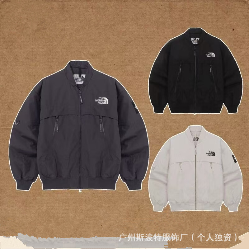 Cross-Border Spring and Autumn Jacket North Face Coat with Stand Collar and Embroidered Letters Tnf Korean Style Unisex Casual Top Loose Fit Bm