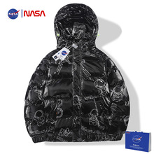 NASA聯名2022冬季新款小熊反光棉衣男外套保暖潮牌寬松休閑羽絨服