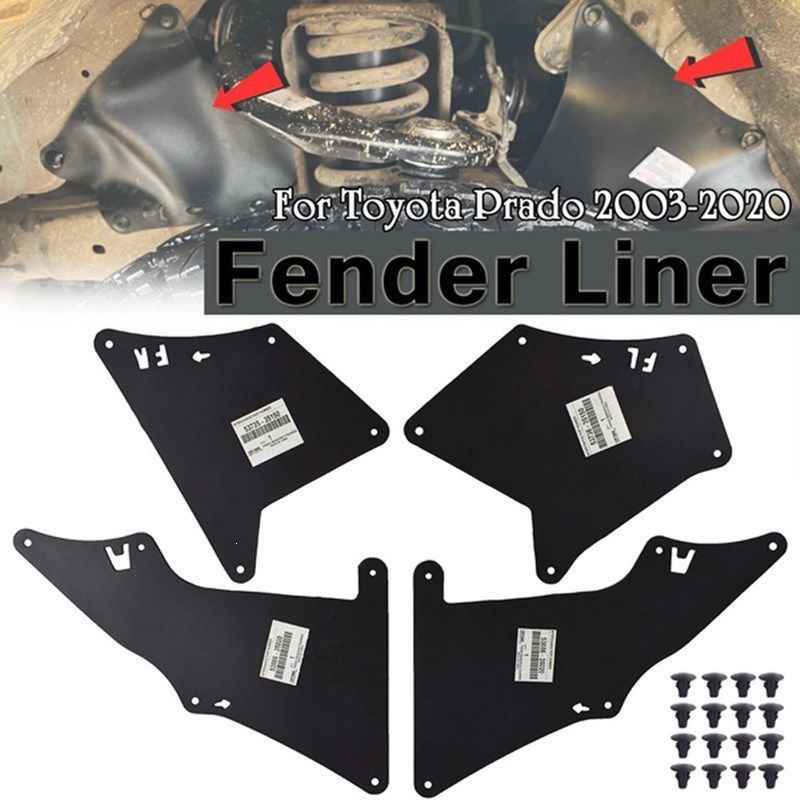 Suitable for FJ Cruiser, Prado, and LC120/LC150 models: engine splash guards, fender flares, and mud flaps
