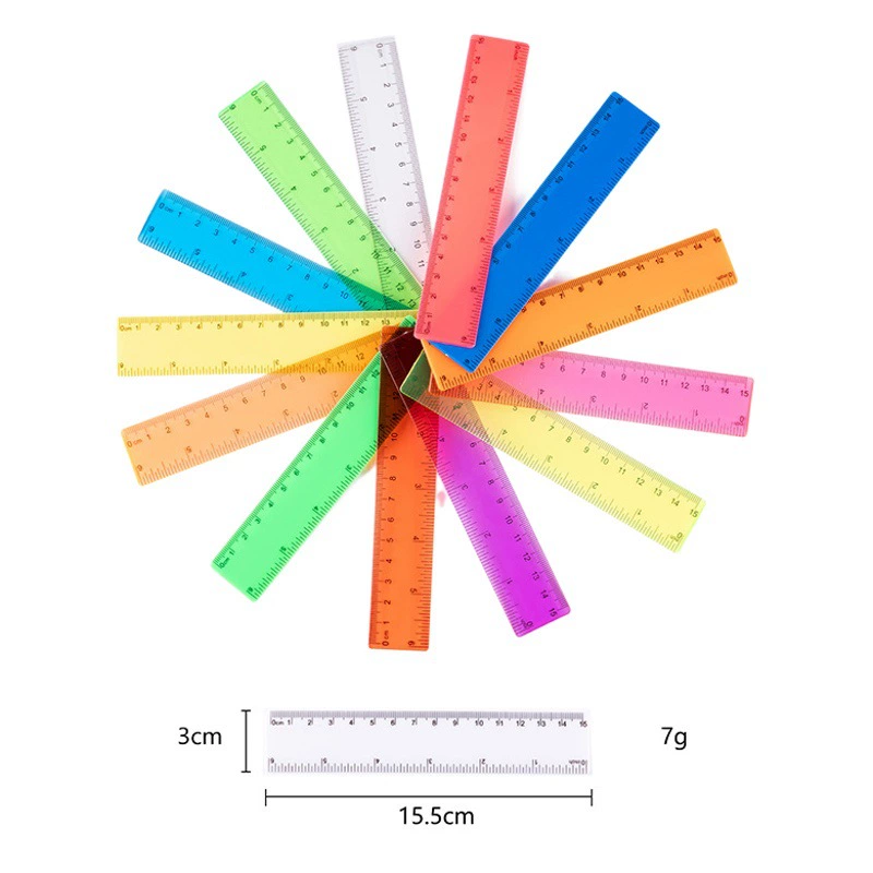 Рекламная линейка 15 см цветная пластиковая линейка цвет прозрачная линейка инструменты обучения простая линейка Поддержка оптом