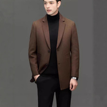 双面呢大衣西装领中长款男士加厚羊毛呢子外套冬季羽绒内胆风衣潮