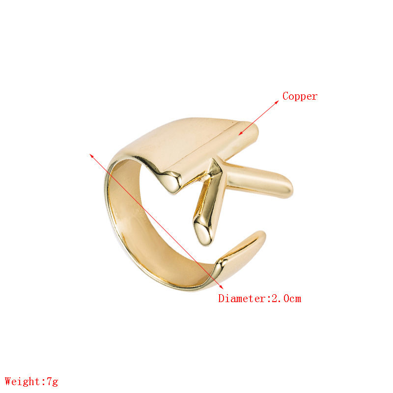 fashion copper plated English alphabet open ring