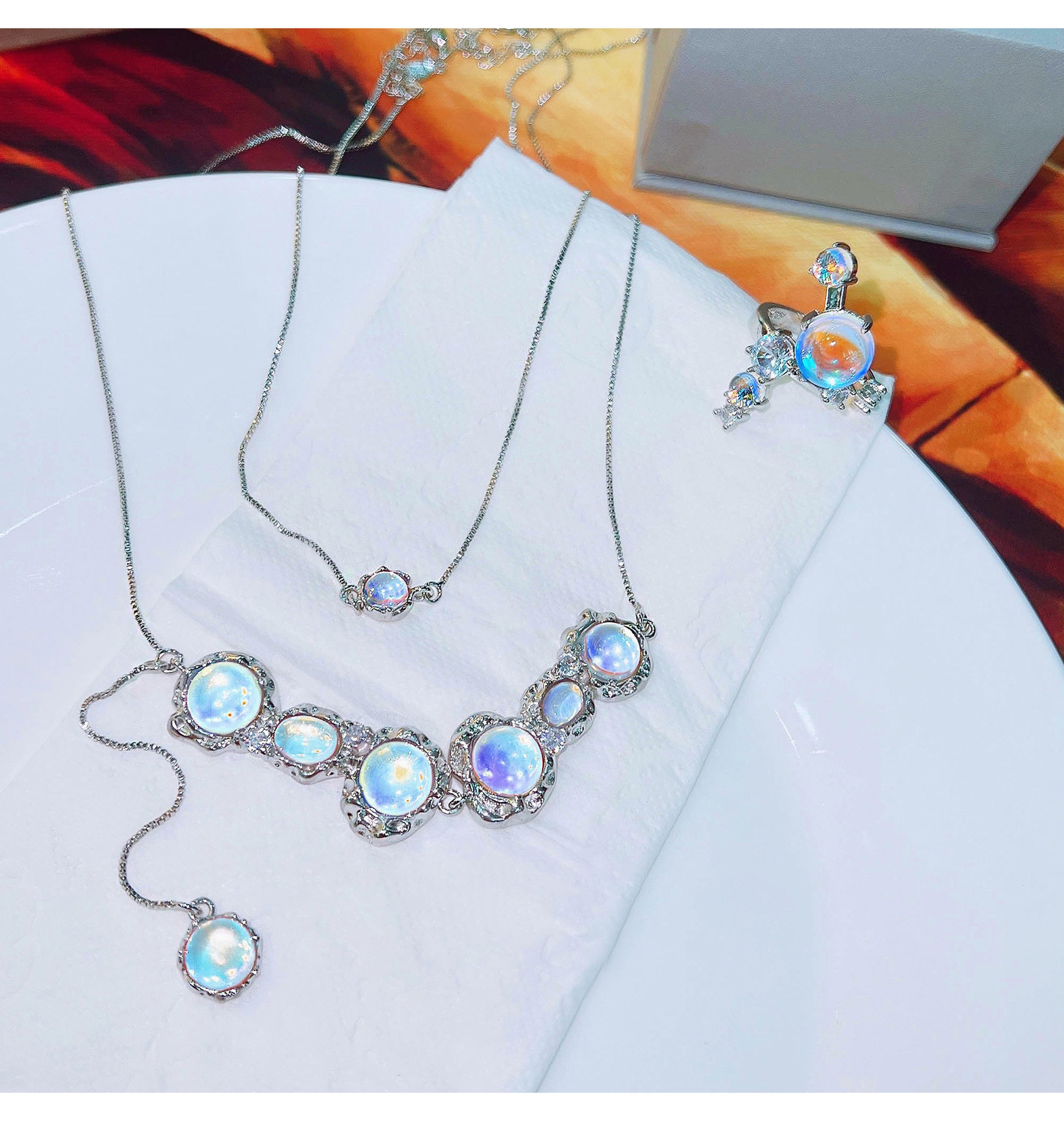 12g Weight Wholesale Jewelry Elegant Romantic Geometric Copper Moonstone Plating Rings