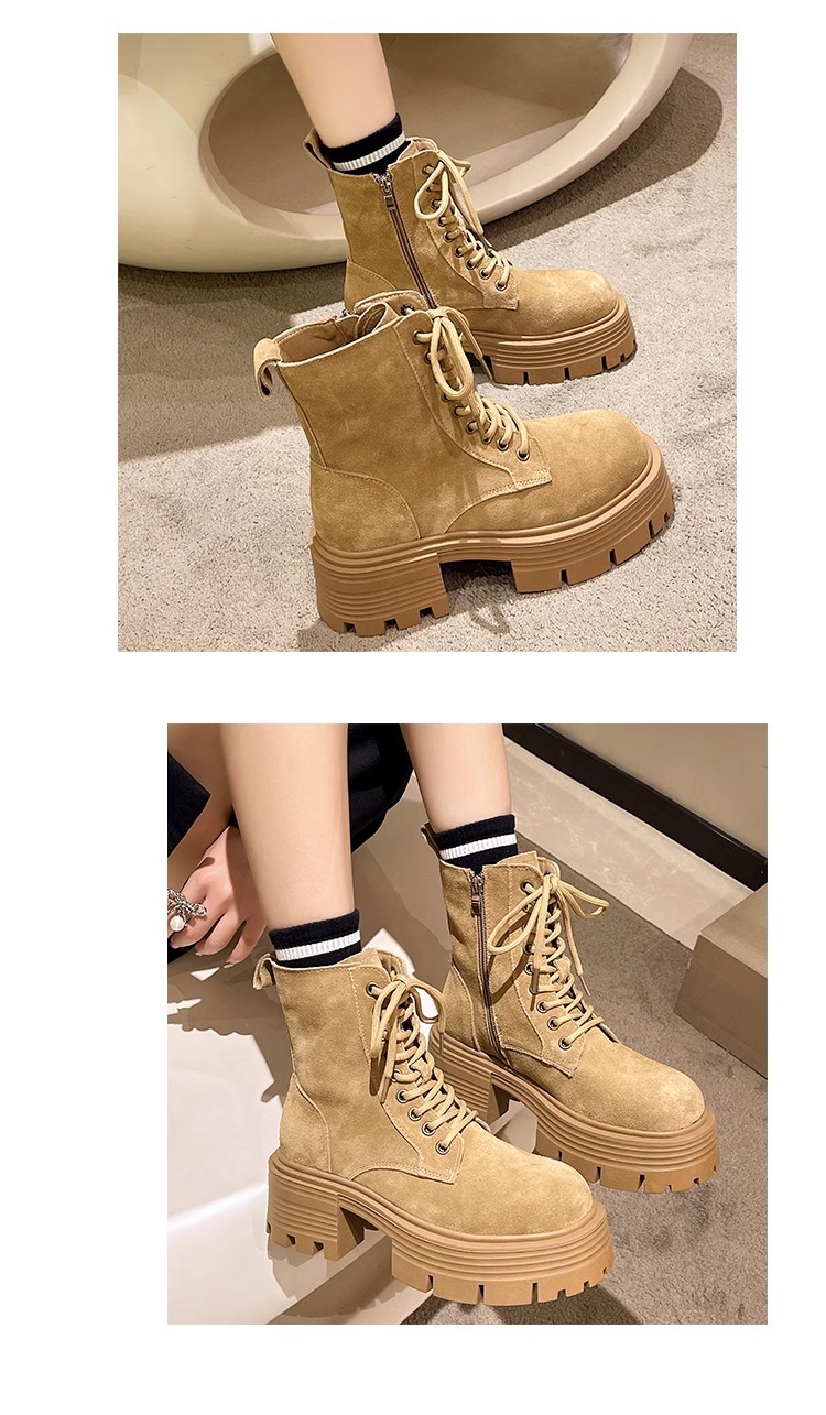 Women's Platform Ankle Boots British Style Thick Heel Autumn Winter_voghion.com