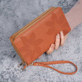 古风女士双拉链钱包大容量百搭休闲长款新款手机包零钱包卡包多层