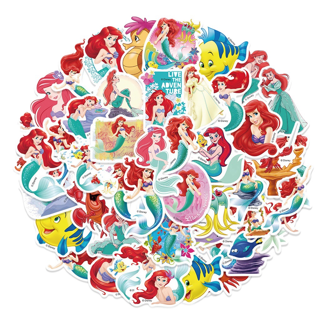 50 sirena princesa graffiti pegatinas personalizadas guitarra decorativa equipaje DIY impermeable pegatinas autorización genuina