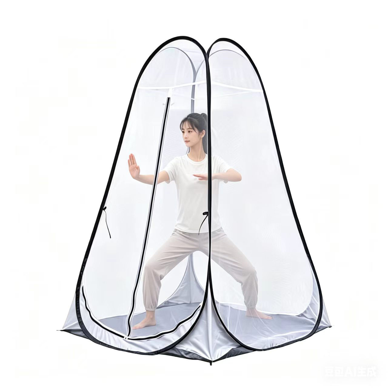 Automatic Quick-Opening Single-Person Breathable Tent for Outdoor Use, Ventilated, Insect-Proof, Mosquito Net for Indoor Meditation and Standing Exercises