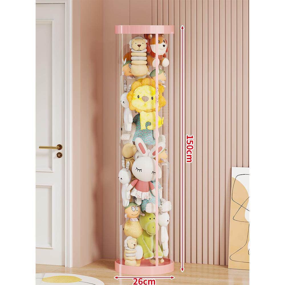 Doll storage bucket plush toy transparent display drum zipper model large capacity artifact for big dolls
