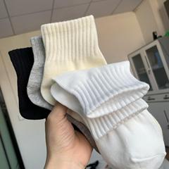 白色襪子女棉ins潮夏天薄款純色日系黑色短襪運動高橡筋夏季奶油