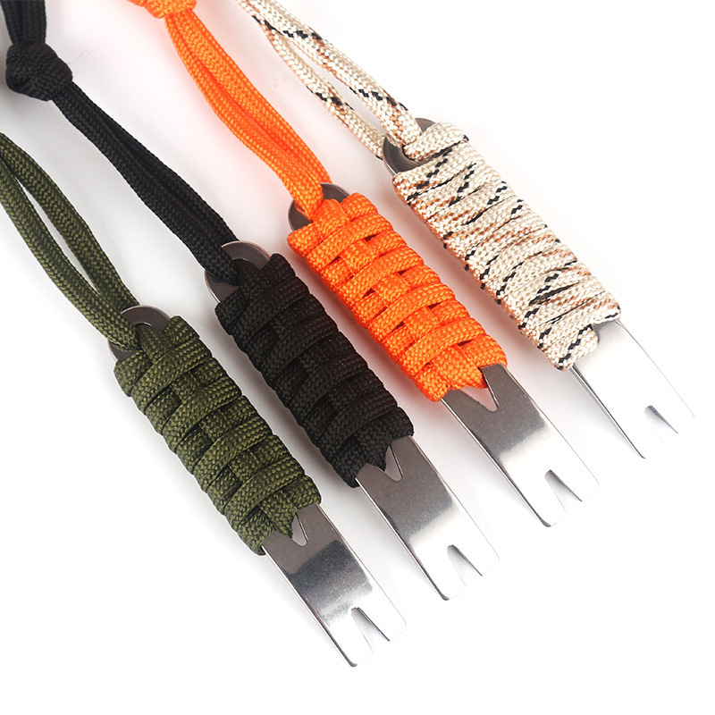 户外小工具 口袋版不锈钢迷你撬棍伞绳手柄刮刀起钉器edc工具