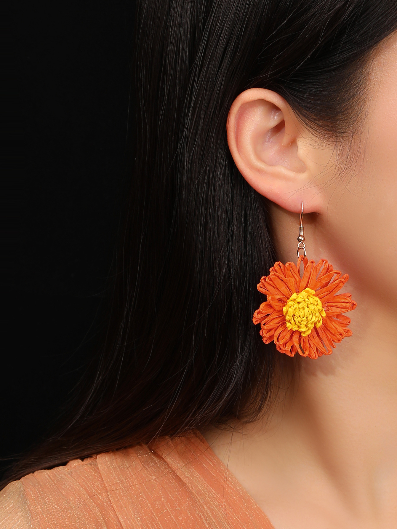 1 Pair Elegant Sweet Flower Raffia Drop Earrings display picture 4
