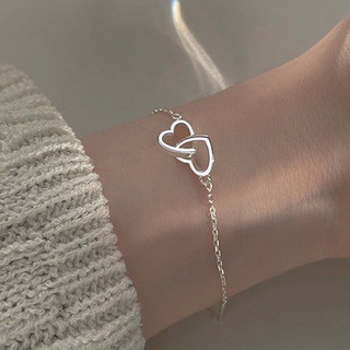 WYF010-Double Love Silver Bracelet#SZ126
