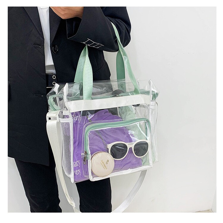 In-Stock Amazon Transparent Pvc Tote Bag Fitness Storage Bag Summer Large Capacity Waterproof Swimming Beach Bag