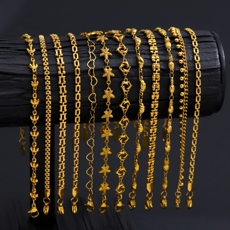 New Style Women's Stainless Steel Hydraulic Bracelet, Cross-Border Niche Versatile Women's Titanium Steel Bracelet, 18K Gold Factory Direct Sale New Style Women's Stainless Steel Hydraulic Bracelet, Cross-Border Niche Versatile Women's Titanium Steel Bracelet, 18K Gold Factory Direct Sale