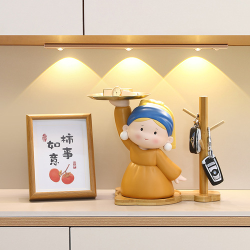 Cartoon light luxury high-end tray decoration entryway key storage resin desk decoration ornament corporate gift
