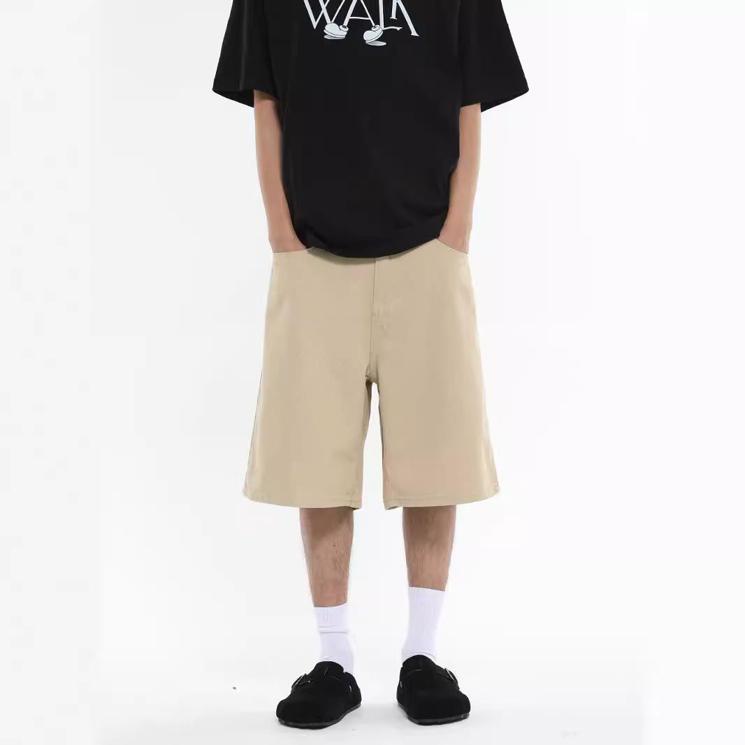 Men's Clothing Men's Casual Wide Leg Five Point Shorts Denim Colorful Loose Straight Leg Half Elastic Waist Summer Style_mkmklike.com