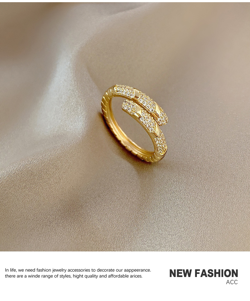 Korean fashion ring microinlaid zircon niche ring open index finger ringpicture7