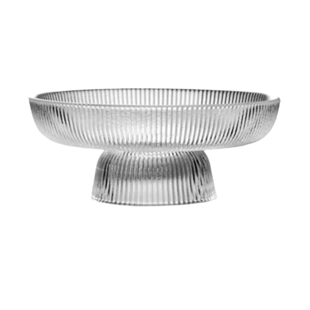 Plato de fruta alto de vidrio de lujo ligero, sala de estar para el hogar, plato de fruta exquisito, bandeja de refrigerio de alta calidad, vajilla al por mayor