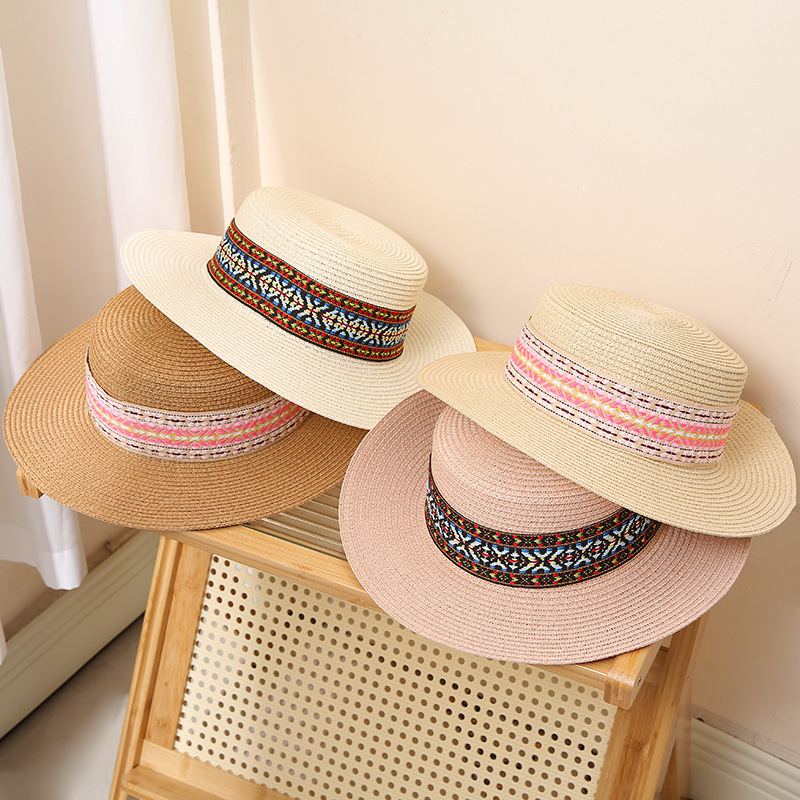 Unisex IG Style Geometric Flat Eaves Straw Hat display picture 7