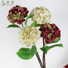 单支仿真绣球花80头绣球欧式仿真花套装假花仿真植物婚庆道具厂家