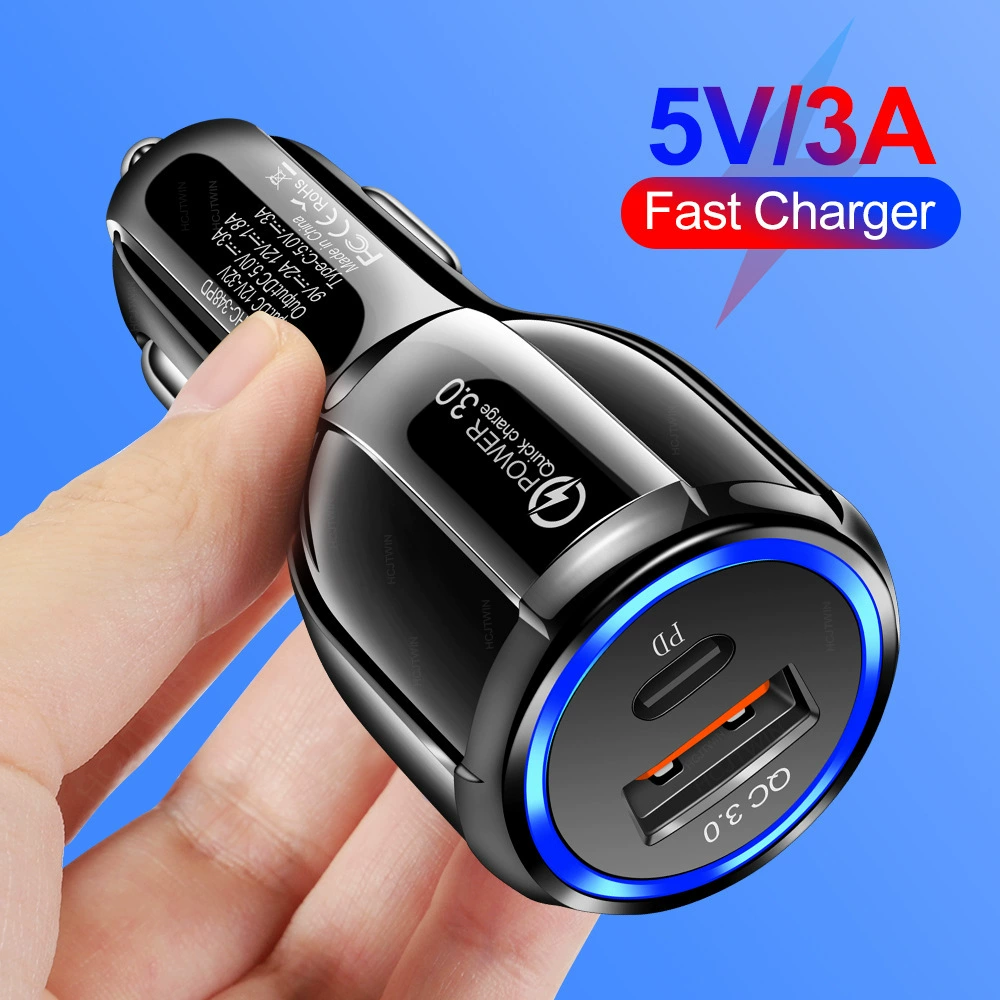 15W QC3.0+3A PD автомобильная зарядка быстрая зарядка автомобильная прикуриватель одна тяга и два флеш зарядки PD автомобильная зарядка