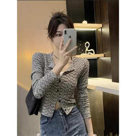 法式小众收腰2025春季新款开衫女衬衫洋气短款卡腰小衫上衣